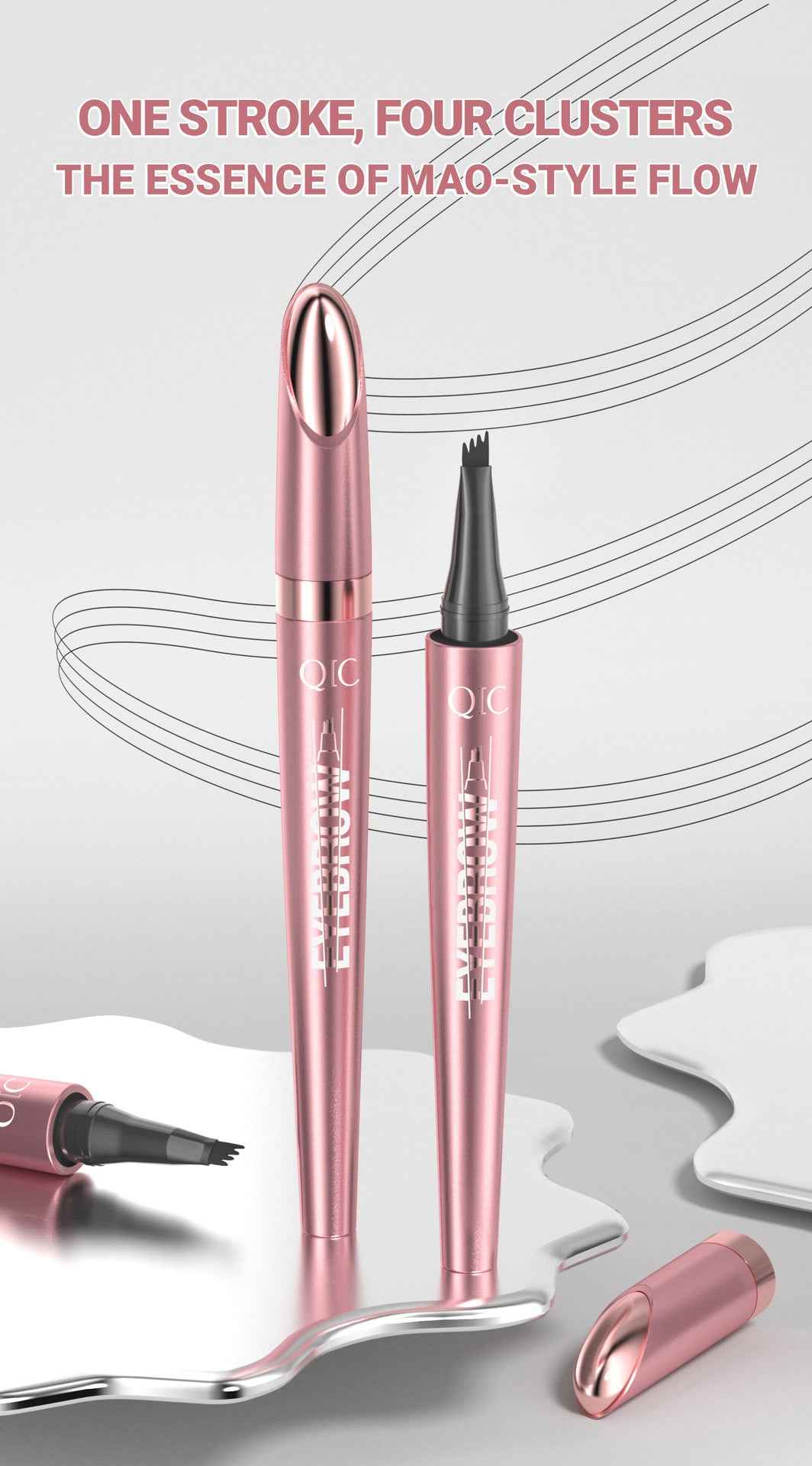 Waterproof And Smooth Not Smudge Four-fork Liquid Eyebrow Pencil