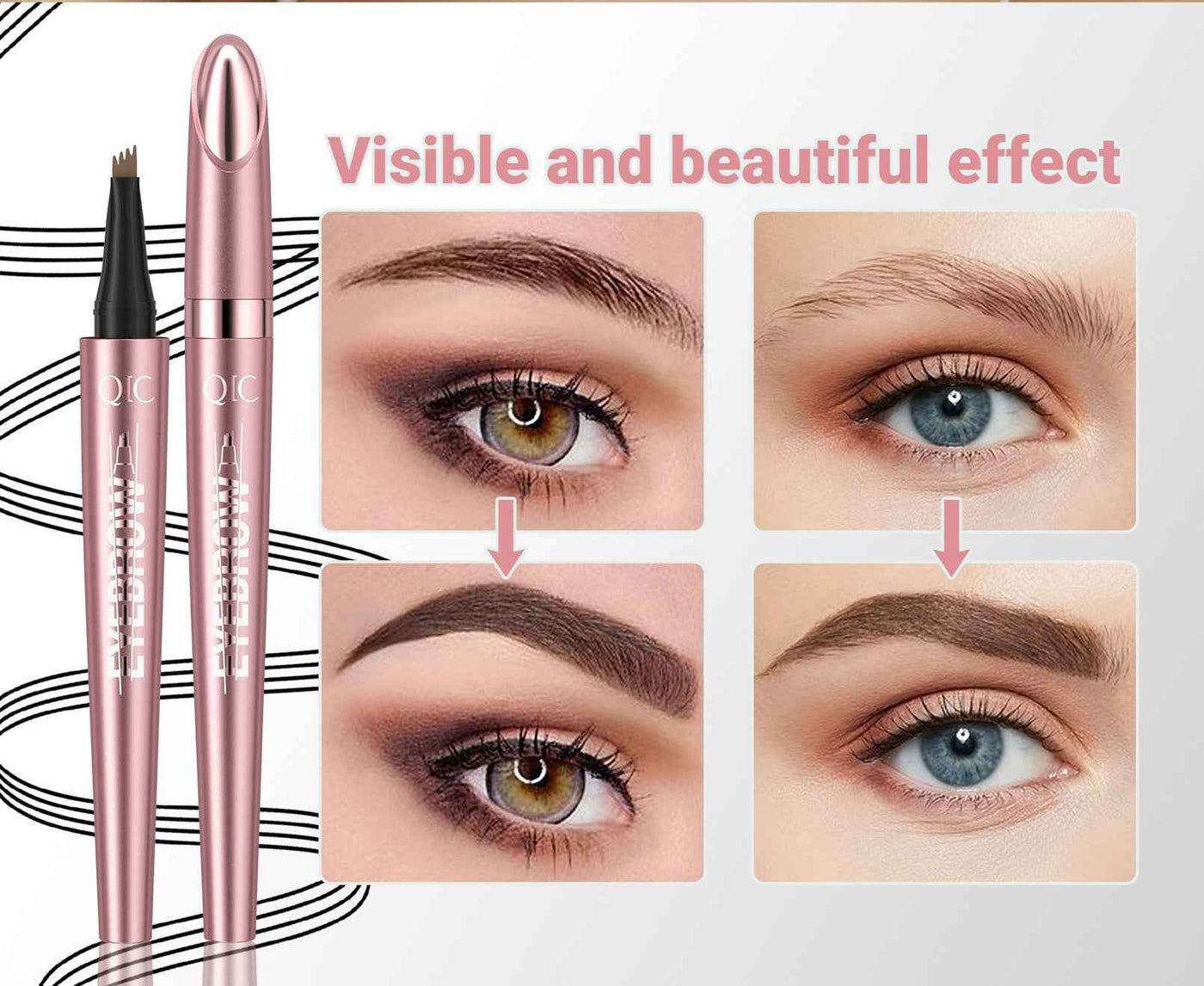 Waterproof And Smooth Not Smudge Four-fork Liquid Eyebrow Pencil