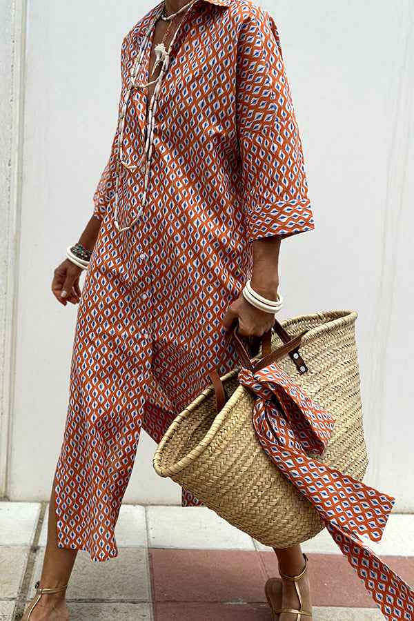 Striped Shirt Dress With Belt Fashion Half-sleeved Lapel Button Cardigan Dresses Women's Clothing