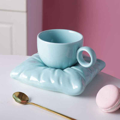 Nordic Style Ceramic Cup With Pillow Coaster Creative Couple Coffee Cup Tea Cups Saucers Christmas Gift Box Set Drinkware