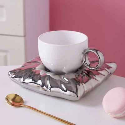 Nordic Style Ceramic Cup With Pillow Coaster Creative Couple Coffee Cup Tea Cups Saucers Christmas Gift Box Set Drinkware