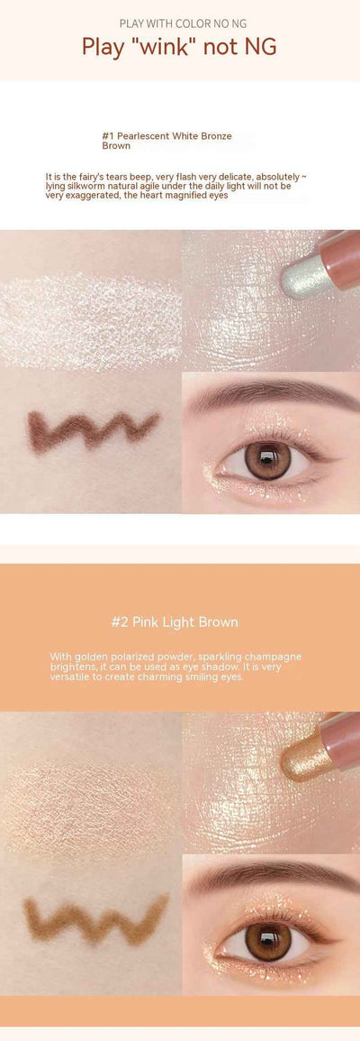 Bandley Eye Shadow Pen Brighten Pen Dual-purpose Double-headed Pearlescent White Eye Shadow Pen Matte Shading Powder Master Highlight Eyeliner Pen