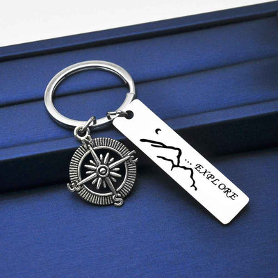 Explore Compass Stainless Steel Keychain Gifts For