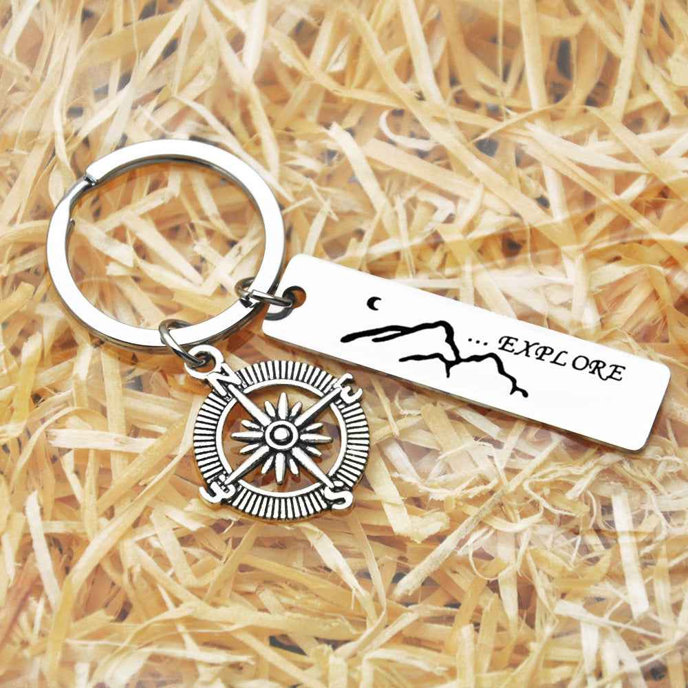 Explore Compass Stainless Steel Keychain Gifts For