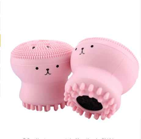 Cartoon octopus silicone wash brush foaming cleansing brush Manual facial massage brush cleansing brush brush bubbler