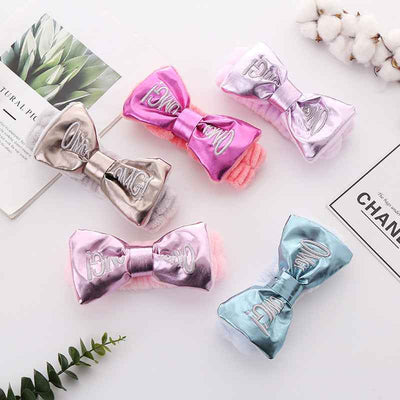 Cute Letters Bow Hair Band Girls Makeup And Face Wash Hair Band