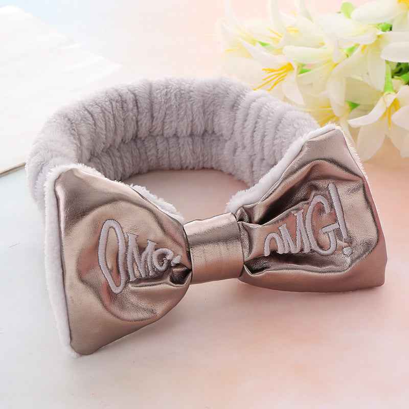 Cute Letters Bow Hair Band Girls Makeup And Face Wash Hair Band