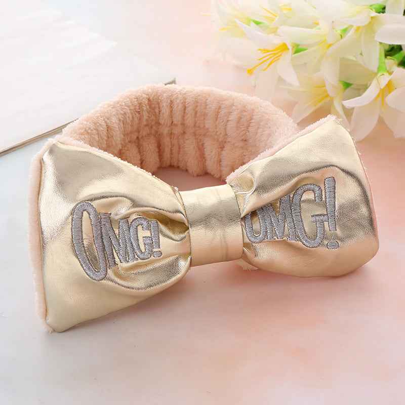 Cute Letters Bow Hair Band Girls Makeup And Face Wash Hair Band