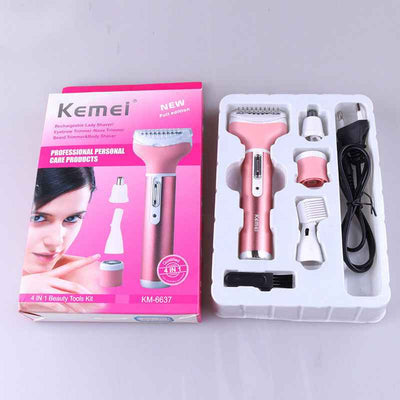 Portable 4in1 Multi-Functional Lady Women Rechargeable Shaver Eyebrow Shaping Nose Ear Hair Removal Device Armpit Razor