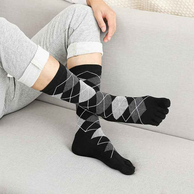 Men's Business High Toe Diamond-shaped Small Dot Vertical Bar Solid Color Socks