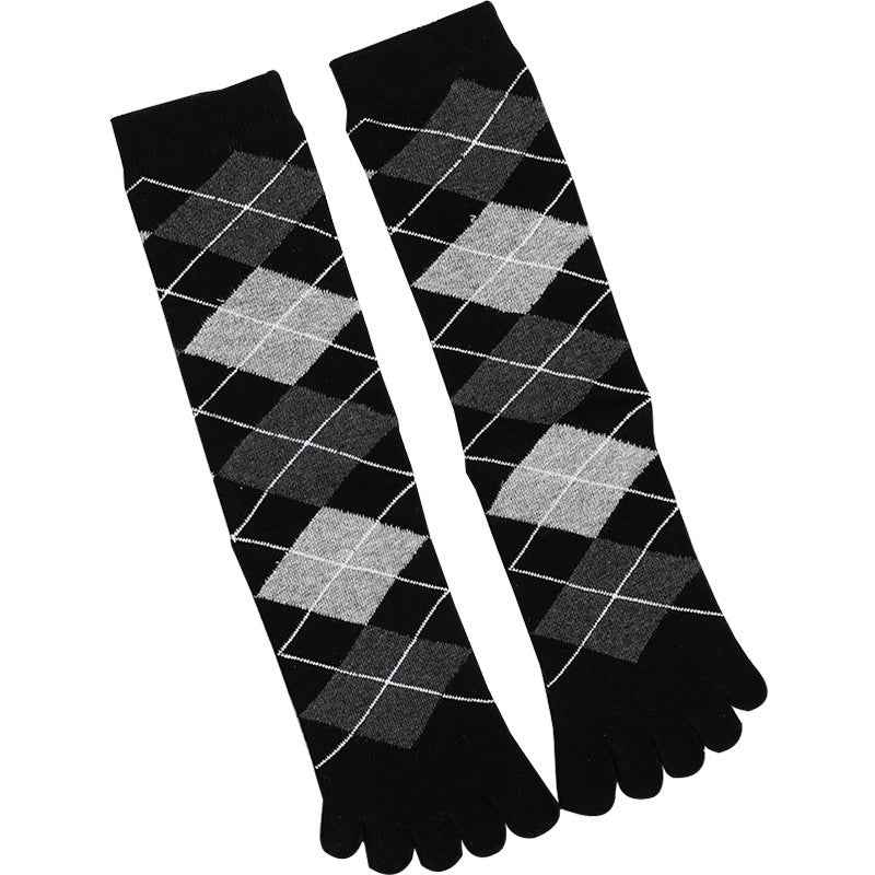 Men's Business High Toe Diamond-shaped Small Dot Vertical Bar Solid Color Socks