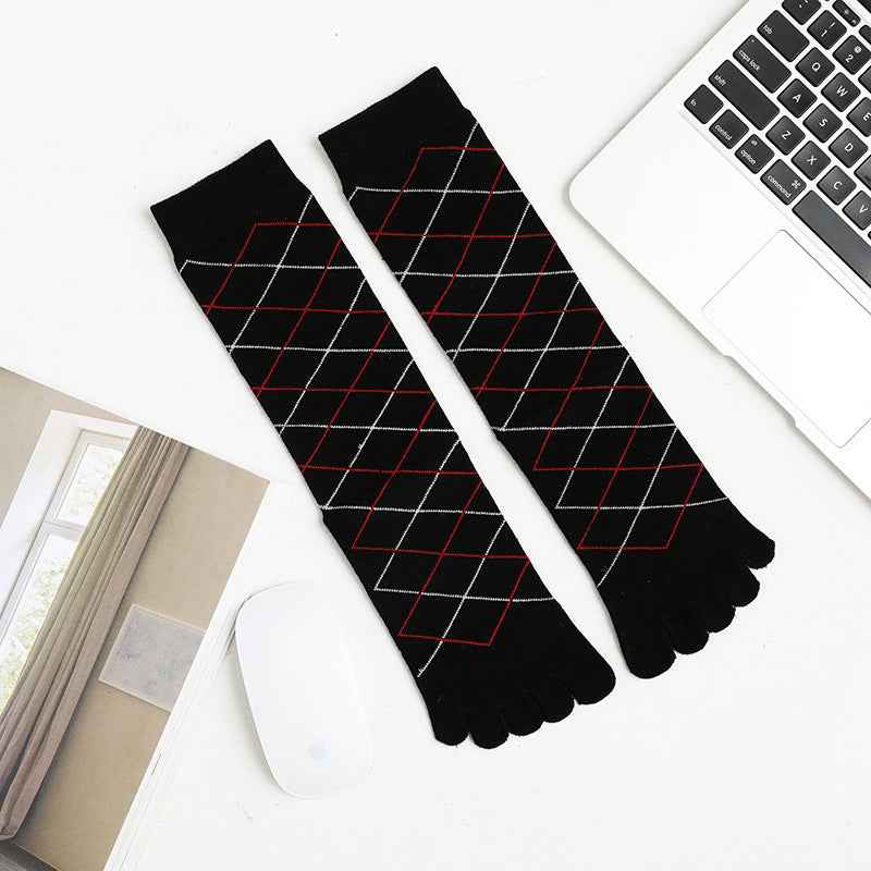Men's Business High Toe Diamond-shaped Small Dot Vertical Bar Solid Color Socks