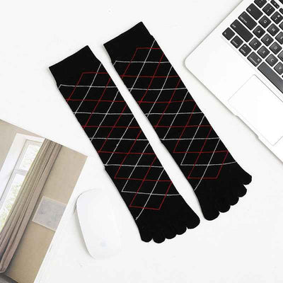 Men's Business High Toe Diamond-shaped Small Dot Vertical Bar Solid Color Socks