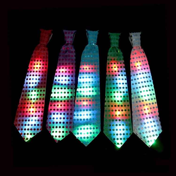 LED Sequins Glowing Necktie Props Tie