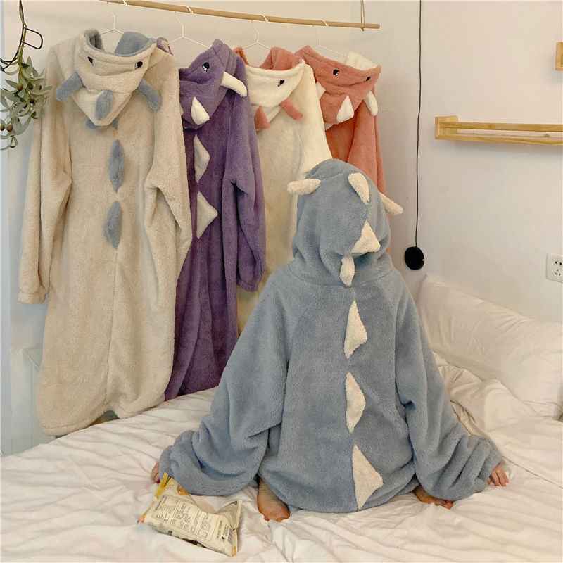 Women's Long Ears Hooded Pajamas Fall And Winter Plus Velvet