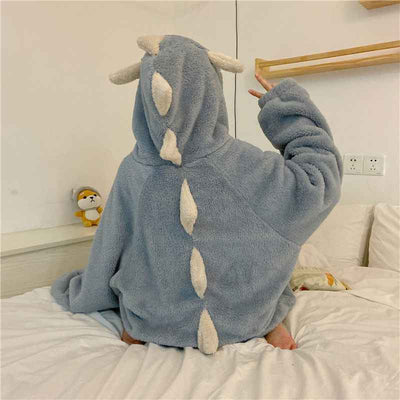 Women's Long Ears Hooded Pajamas Fall And Winter Plus Velvet