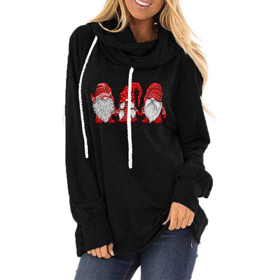 Christmas Print Drop Collar Long-sleeved Sweatshirt