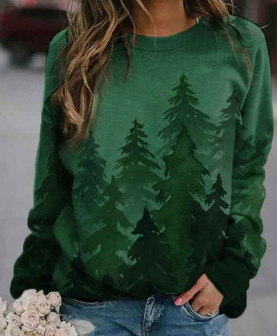 Tie-dye printed Christmas tree sweater