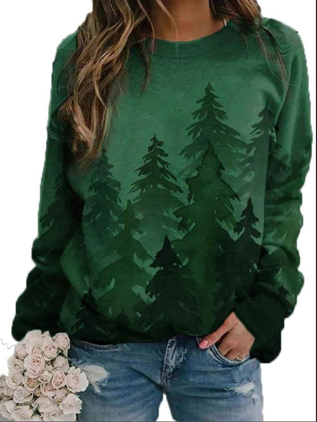 Tie-dye printed Christmas tree sweater