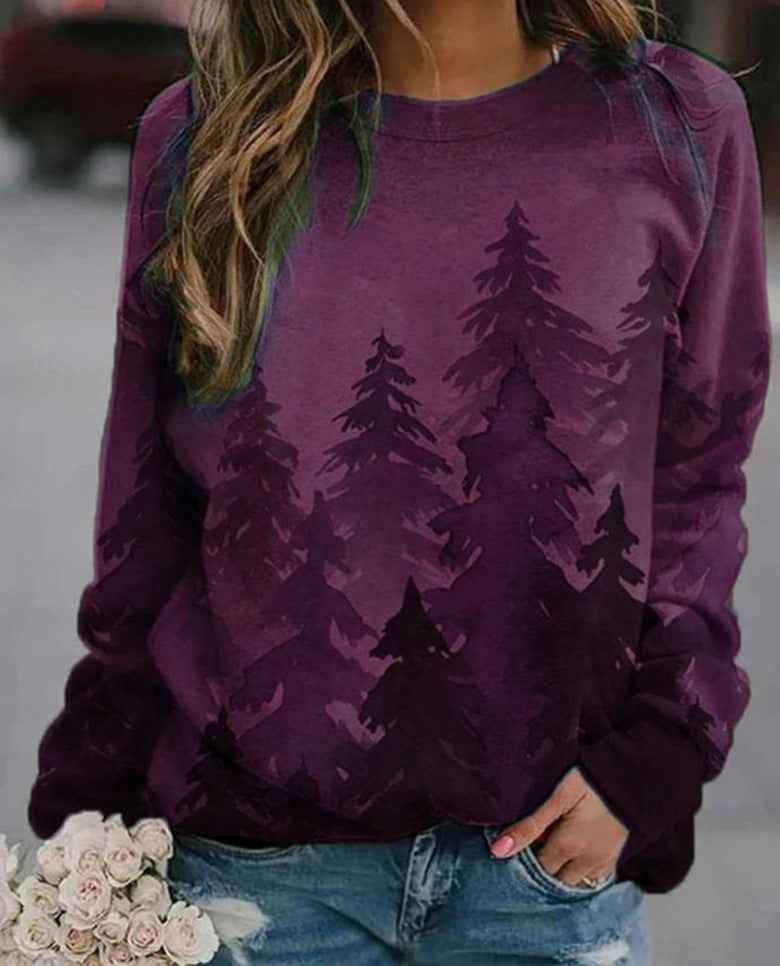 Tie-dye printed Christmas tree sweater