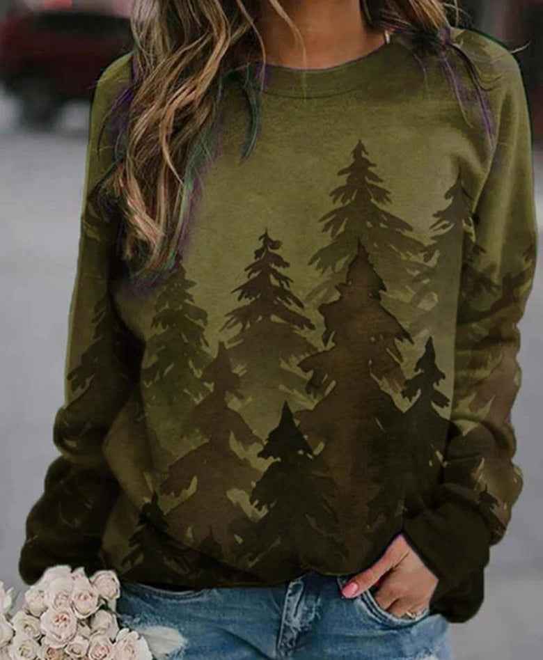 Tie-dye printed Christmas tree sweater