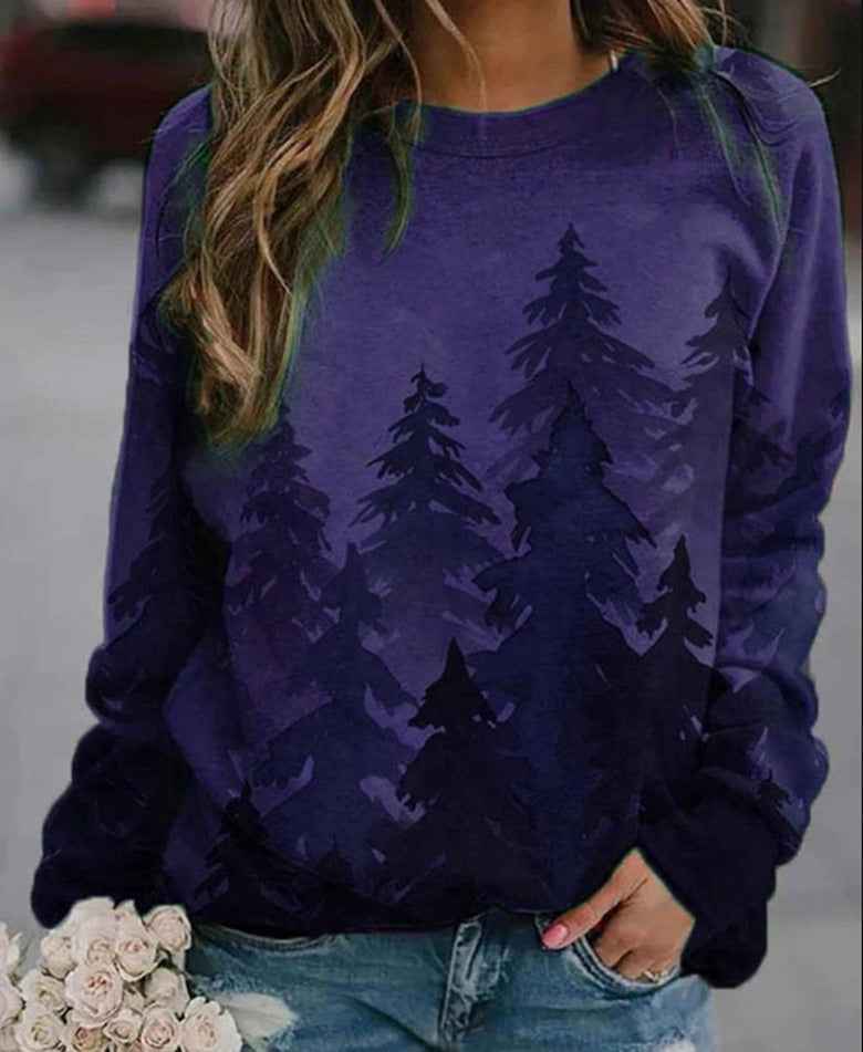 Tie-dye printed Christmas tree sweater