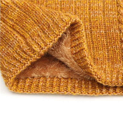 Twist Wide Striped Fleece-lined Knitting Scarf For Men