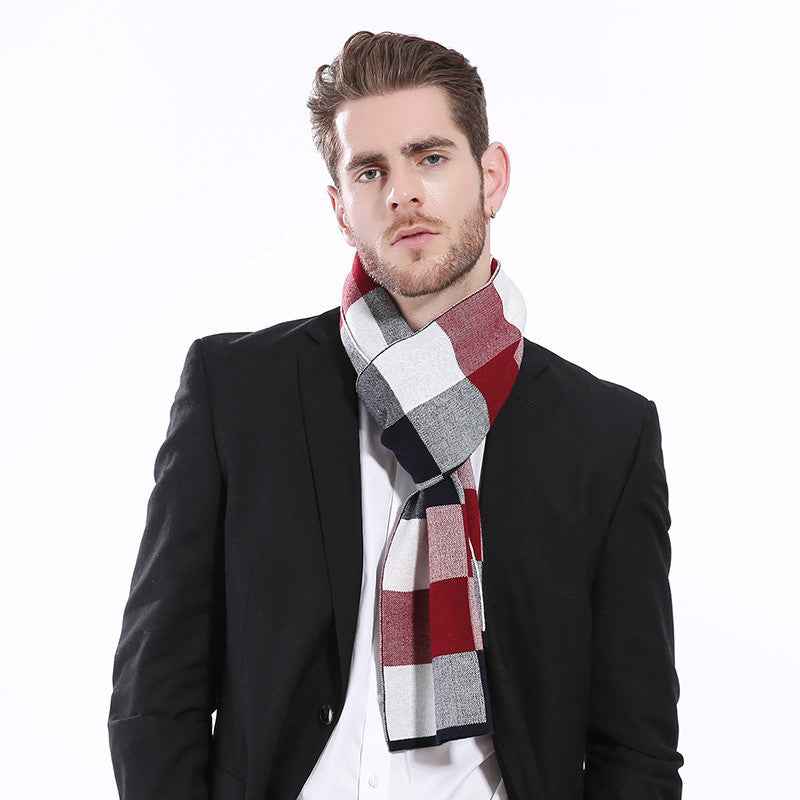 Classic And Fashionable British Checked Cashmere Scarf For Men's Warmth