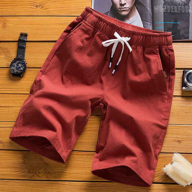 Men's cotton and linen casual shorts