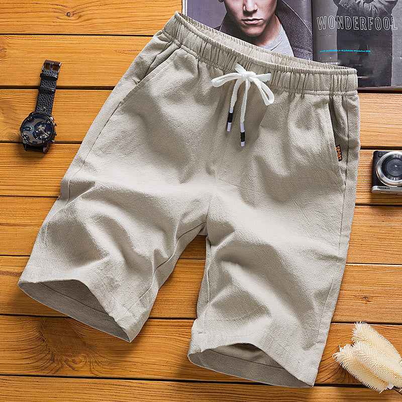 Men's cotton and linen casual shorts