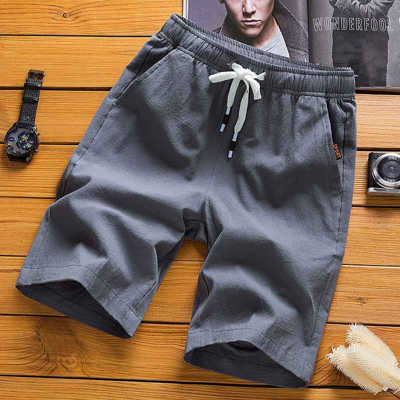 Men's cotton and linen casual shorts