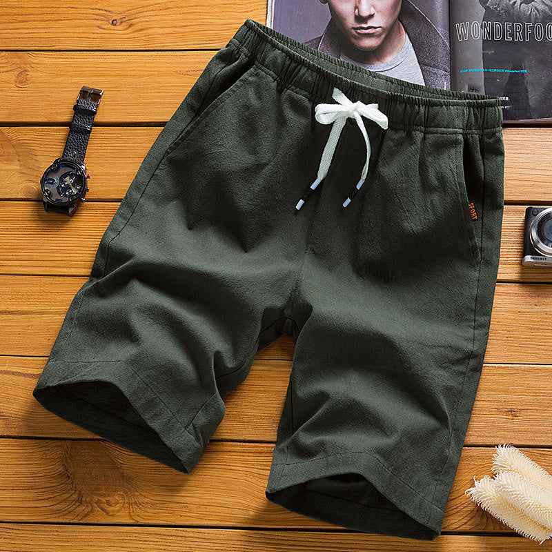Men's cotton and linen casual shorts
