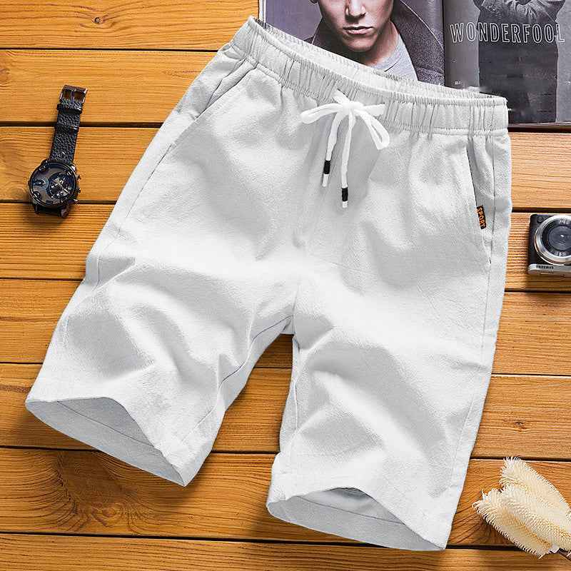 Men's cotton and linen casual shorts