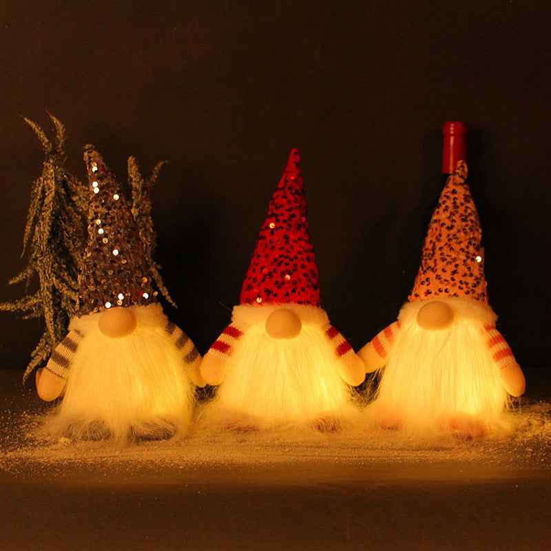 Christmas Decoration Sequins With Lights Rudolph Doll