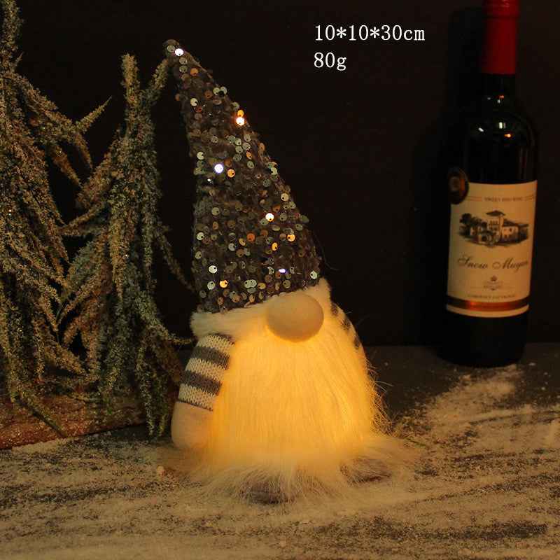 Christmas Decoration Sequins With Lights Rudolph Doll