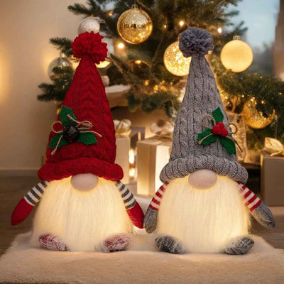 Christmas High-end Decorations With Lights Knitted Hat Luminous Doll
