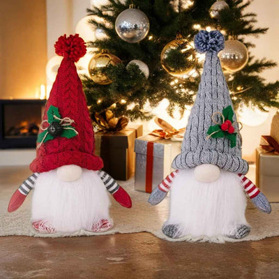 Christmas High-end Decorations With Lights Knitted Hat Luminous Doll