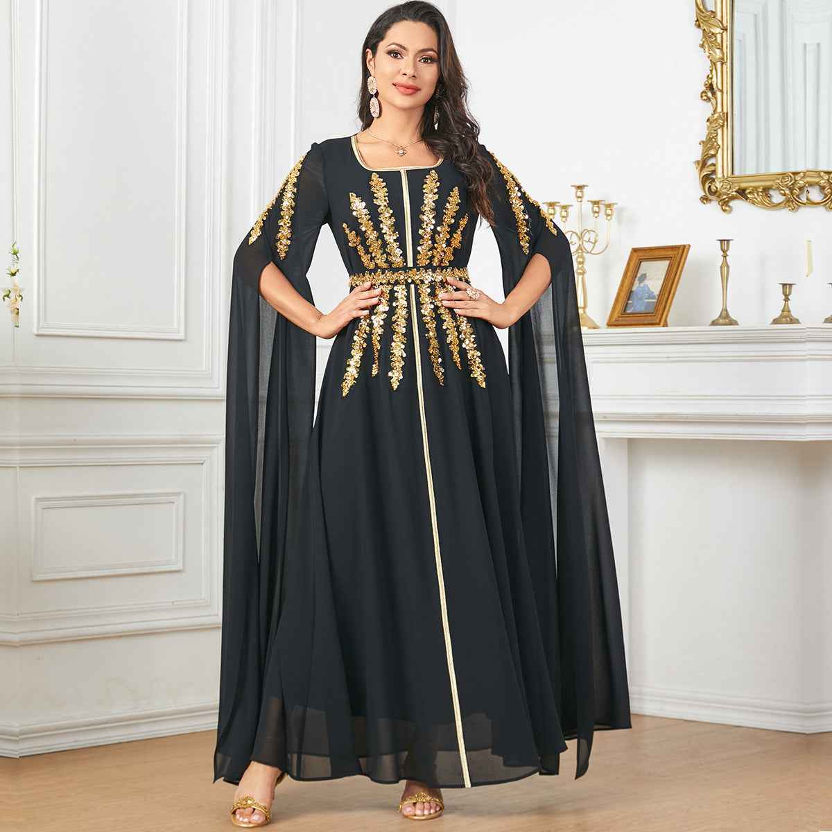 Arab Women's Robe Super Long Sleeve Muslim Dress