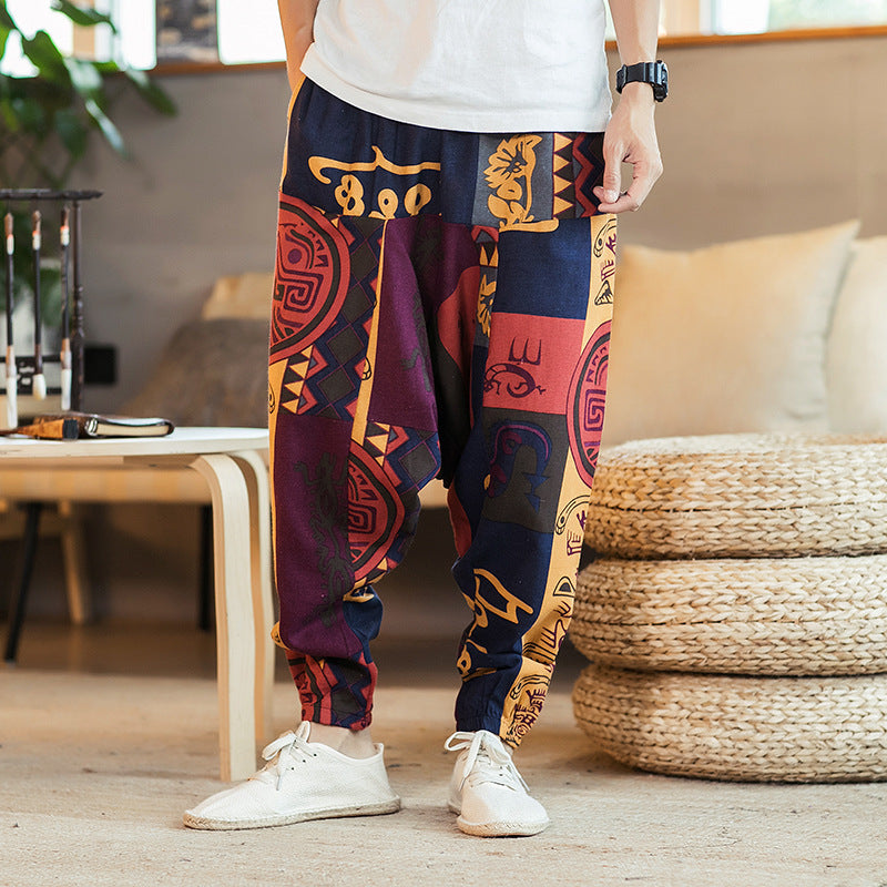 Loose Hip-Hop National Style Linen Casual Pants Men Loose SHOPPORA