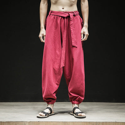 Spring And Summer New Chinese Style Pants Men's Elastic Band Width SHOPPORA