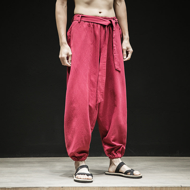 Spring And Summer New Chinese Style Pants Men's Elastic Band Width SHOPPORA