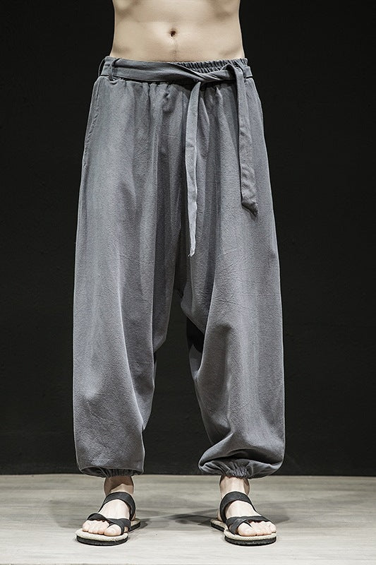 Spring And Summer New Chinese Style Pants Men's Elastic Band Width SHOPPORA