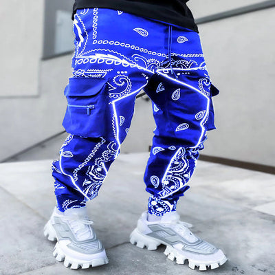 Men's Print Trousers Loose Bloomers Casual Wide-Leg Harem Pants SHOPPORA