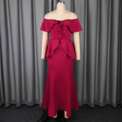 Strapless Ruffled Off-the-shoulder Dress Fishtail Dress