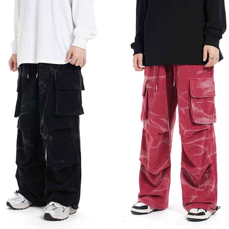 Corduroy Multi-pocket Casual Wide-leg Pants