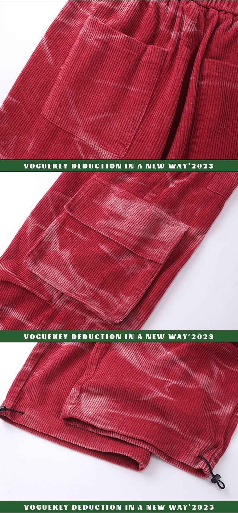 Corduroy Multi-pocket Casual Wide-leg Pants