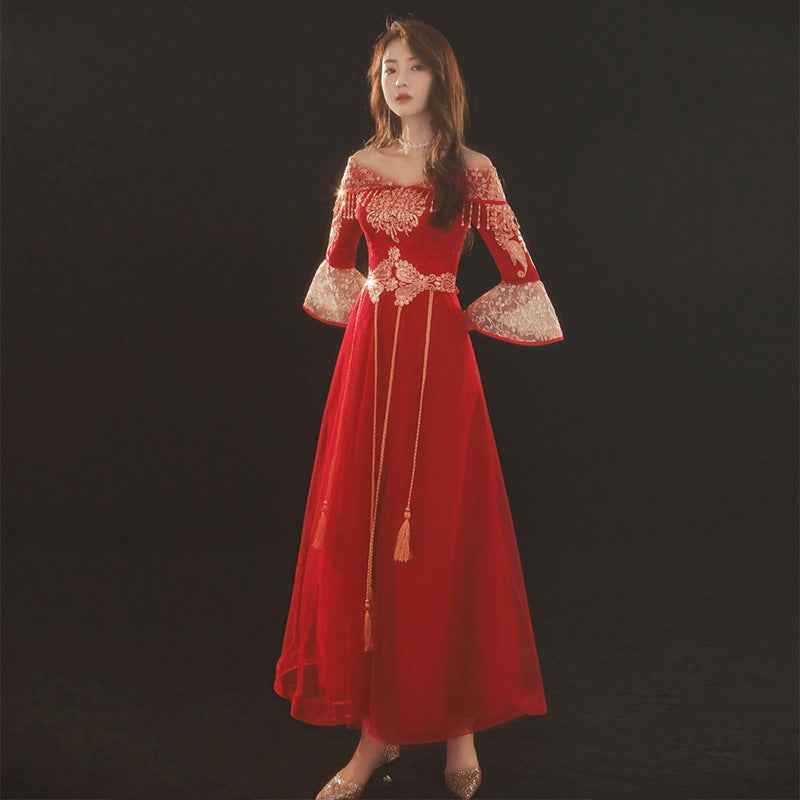 Thin One-shoulder Chinese Style Chinese Style Plus Size Dress