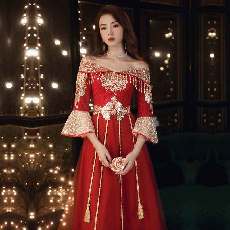 Thin One-shoulder Chinese Style Chinese Style Plus Size Dress