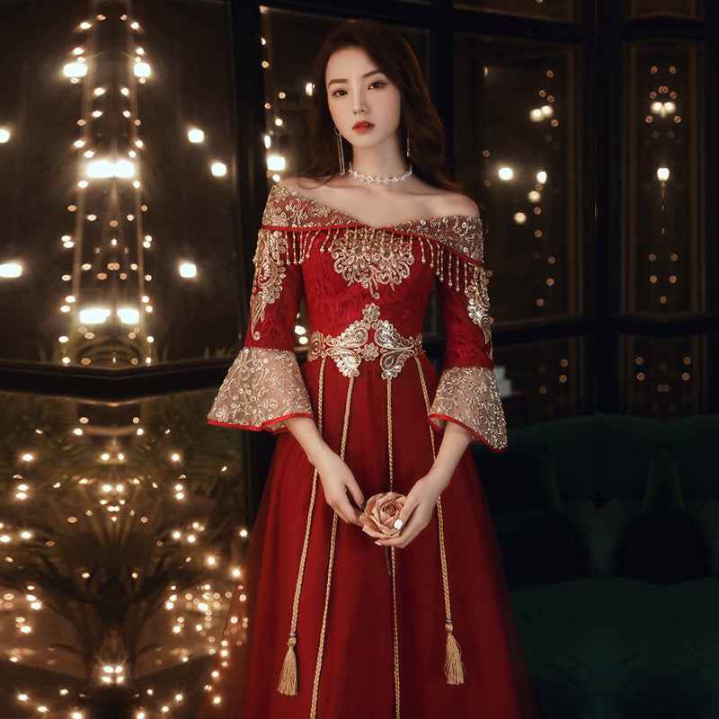 Thin One-shoulder Chinese Style Chinese Style Plus Size Dress