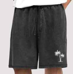 Men's Cotton Shorts Beach Drawstring Elastic Waist